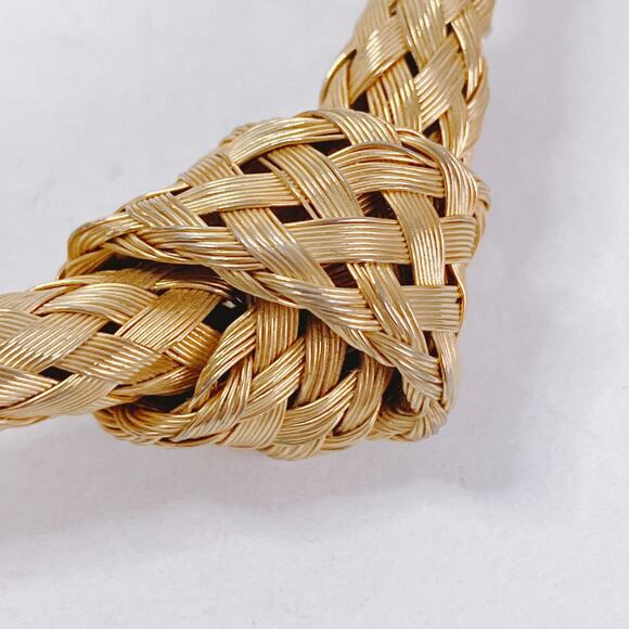 VTG Set of 2 Brooches 50s 60s Gold Tone Mesh Knot & Bar Mid Century Sculptural - Picture 9 of 12